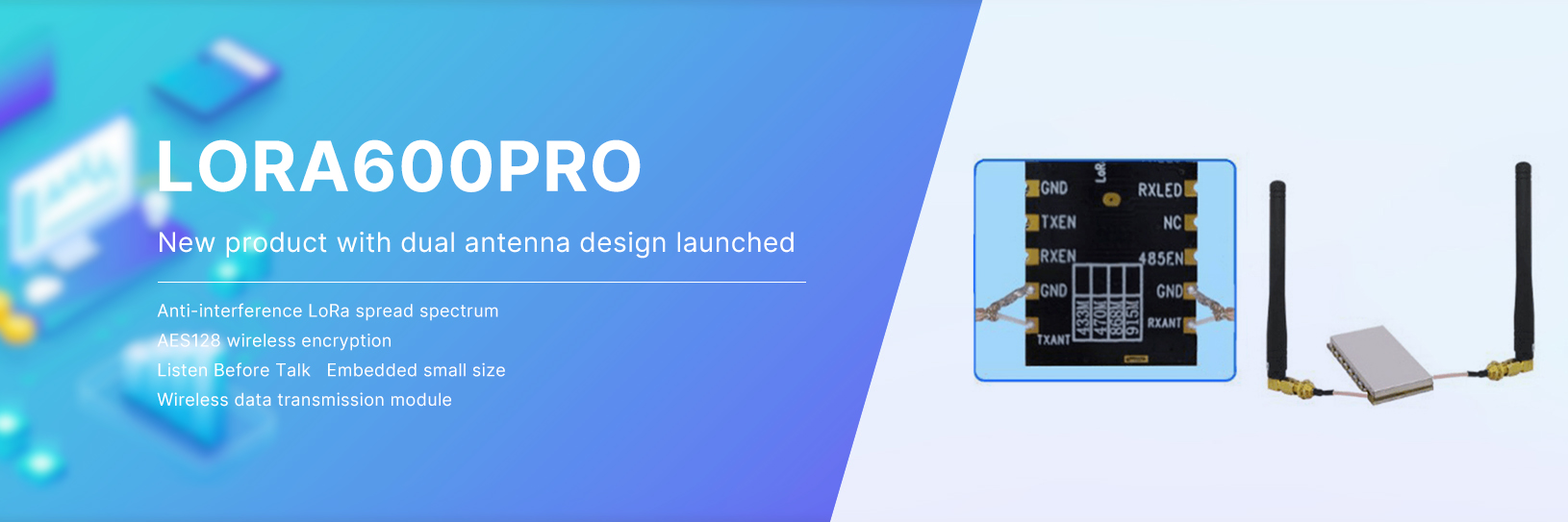 Dual-antenna LoRa Uart RF Module LoRa600Pro