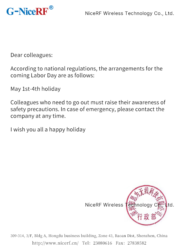 Labor Day Holiday Notice By NiceRF