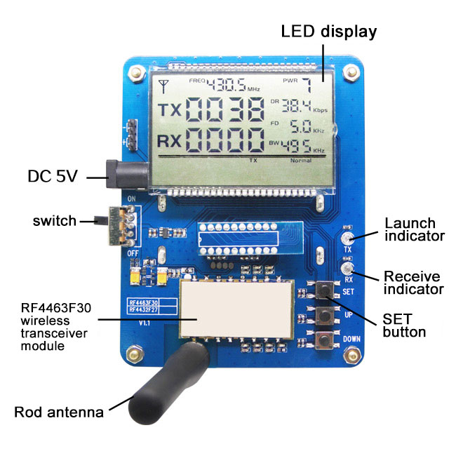 wireless transceiver module RF4463F30 DEMO board