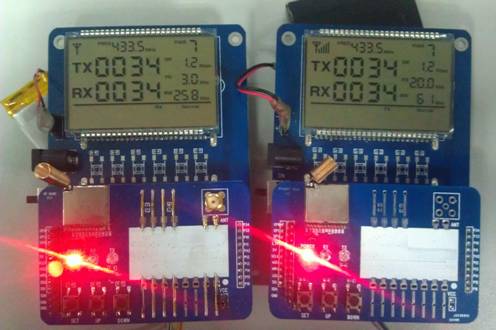 The physical diagram of the communication between RF4432PRO (left) and RF4463PRO