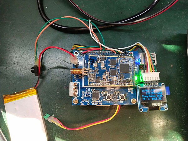 During communication test, the green light on the receiving board shall flash