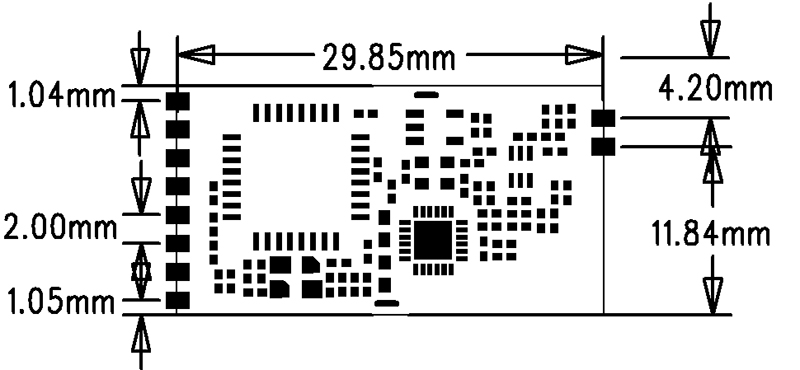 Mechanical size of Uart LoRa Module LoRa610II