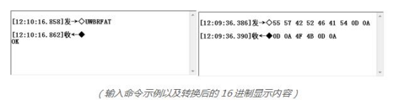 Example of command input and its hexadecimal representation