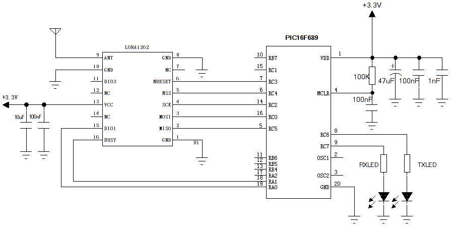 Application circuit of LoRa wireless module LoRa1262 - 915