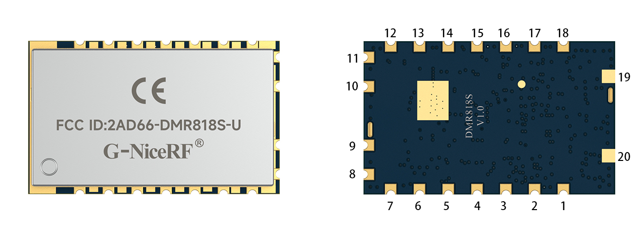 Pin definition of DMR walkie talkie module DMR818S-U. Pin definition of DMR walkie talkie module DMR818S-U.