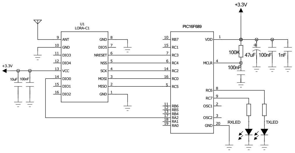 Application Circuit of 915MHz SX1276 LoRa Module LoRa1276-C1-915