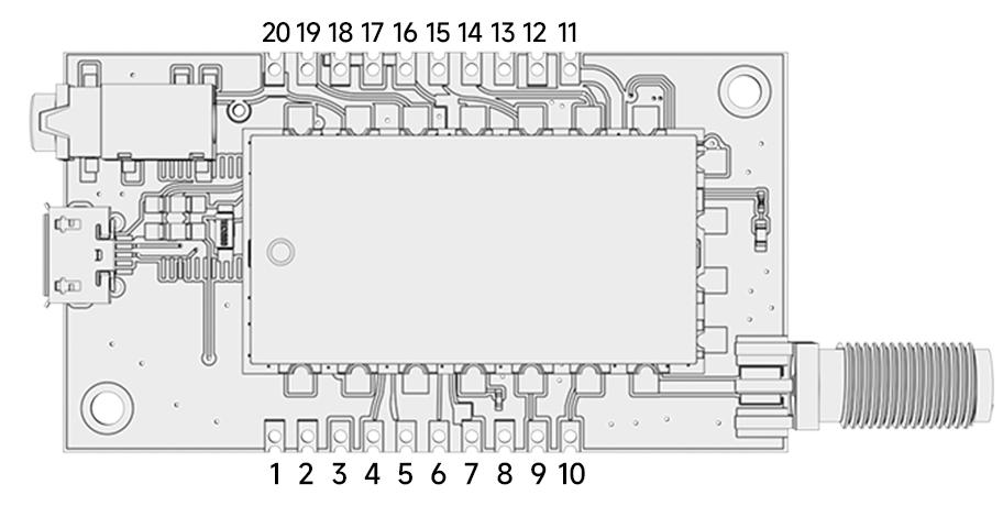 Pin definition of the audio module SA326F30 transmitter board Pin definition of the audio module SA326F30 transmitter board