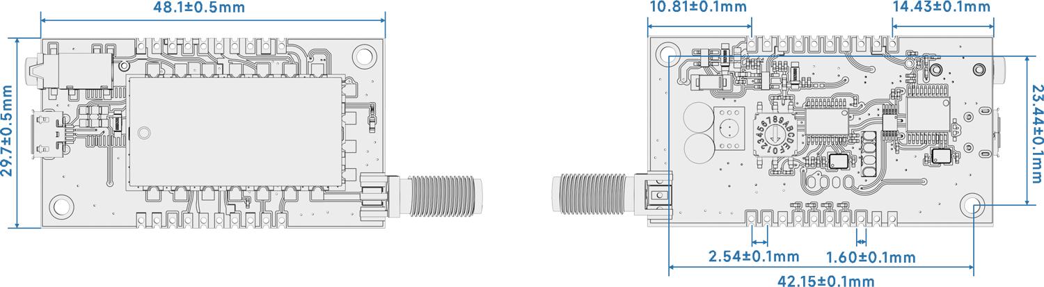 The size of the audio module SA326F30 transmitter plate The size of the audio module SA326F30 transmitter plate
