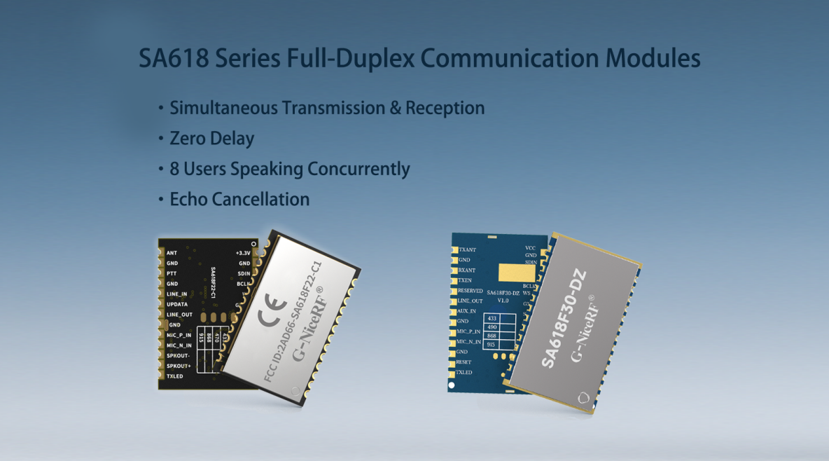 SA618 Full-Duplex Intercom Module:  Simultaneous transmission and reception with zero latency, the preferred choice for professional communications