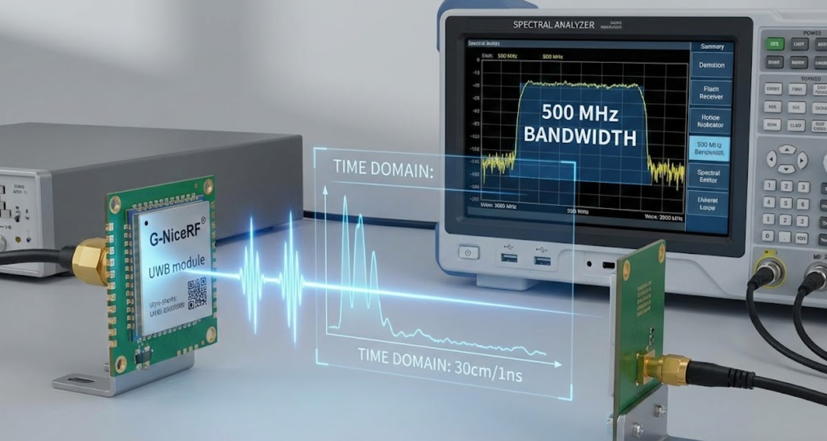 Visualization of UWB time-domain physics and 500 MHz bandwidth.